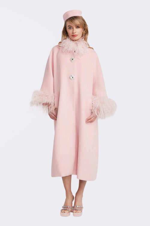 Nina Feather Coat (Pink) (Final Sale)