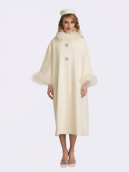 Nina Feather Coat (White) (Final Sale)