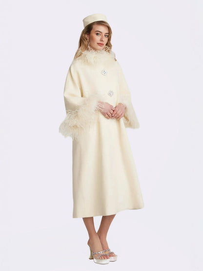 Nina Feather Coat (White) (Final Sale)