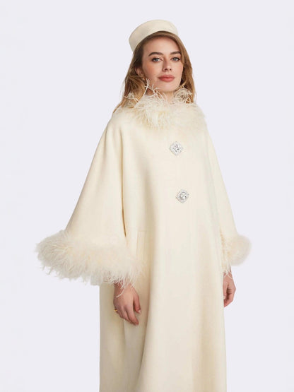Nina Feather Coat (White) (Final Sale)