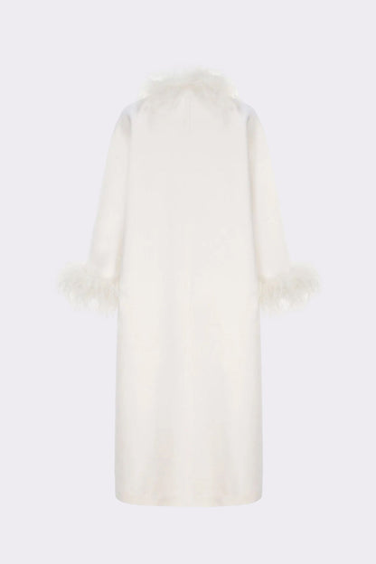 Nina Feather Coat (White) (Final Sale)