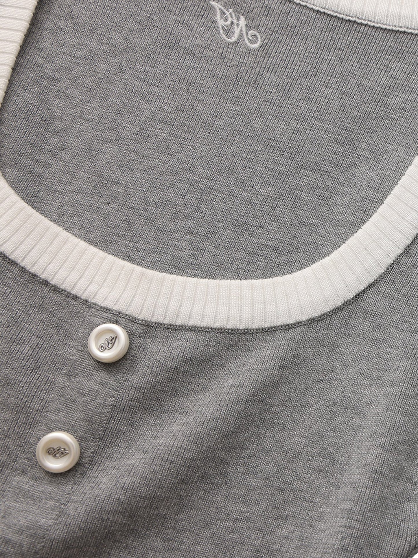 Millie Contrast-Trim Grey Knit Vest