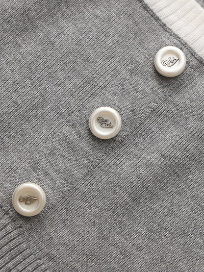 Millie Contrast-Trim Grey Knit Vest