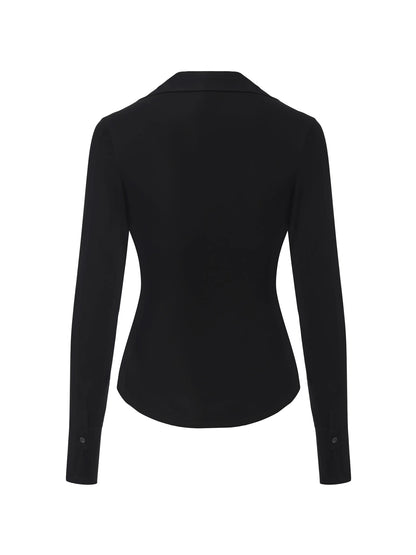 Georgina Tailored Long Sleeve Black Button-Down Shirt