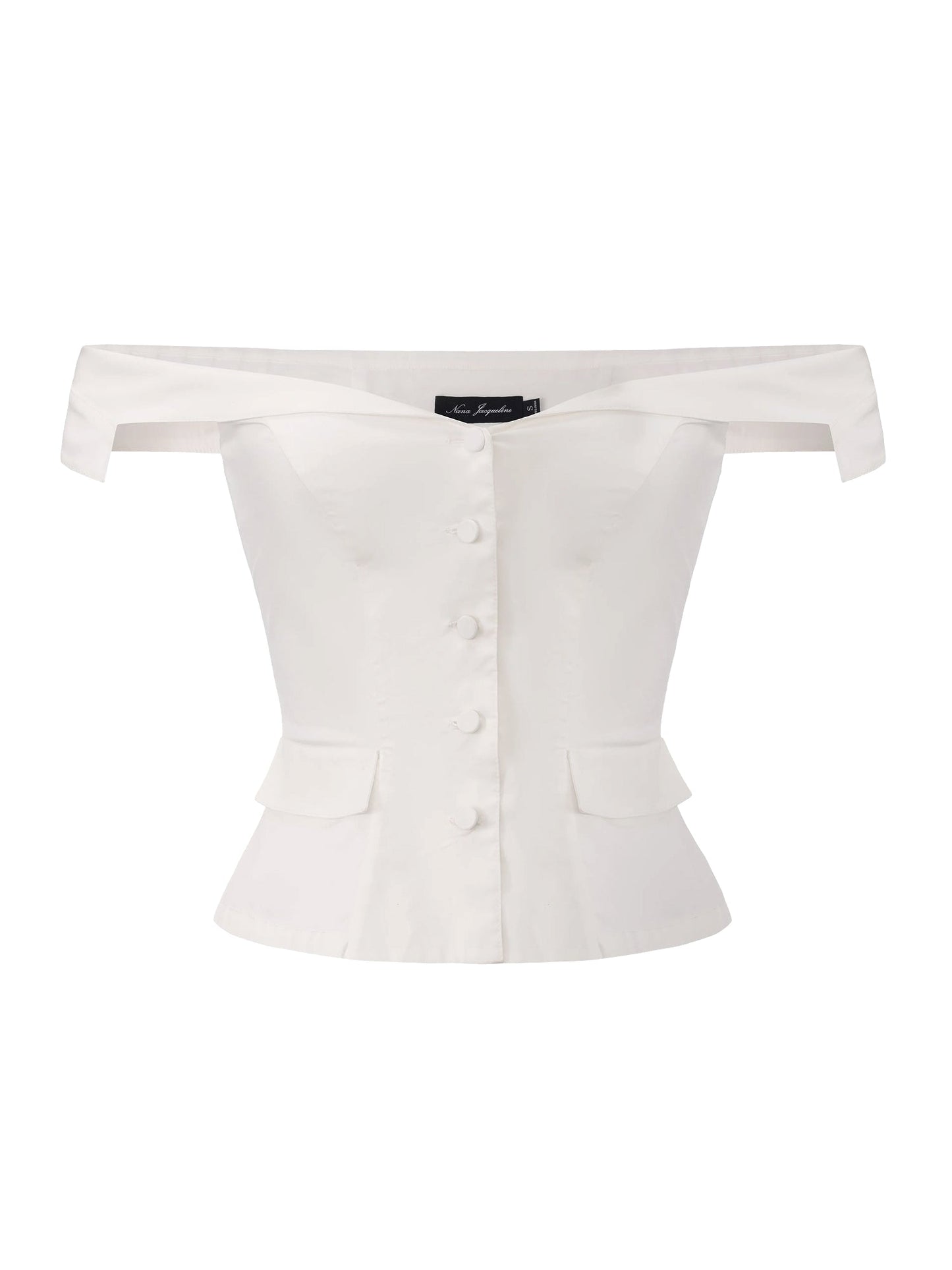 Claudine Off-Shoulder White Cropped Top