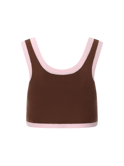 Lisette Contrast-Trim Brown Knit Three-Piece Set