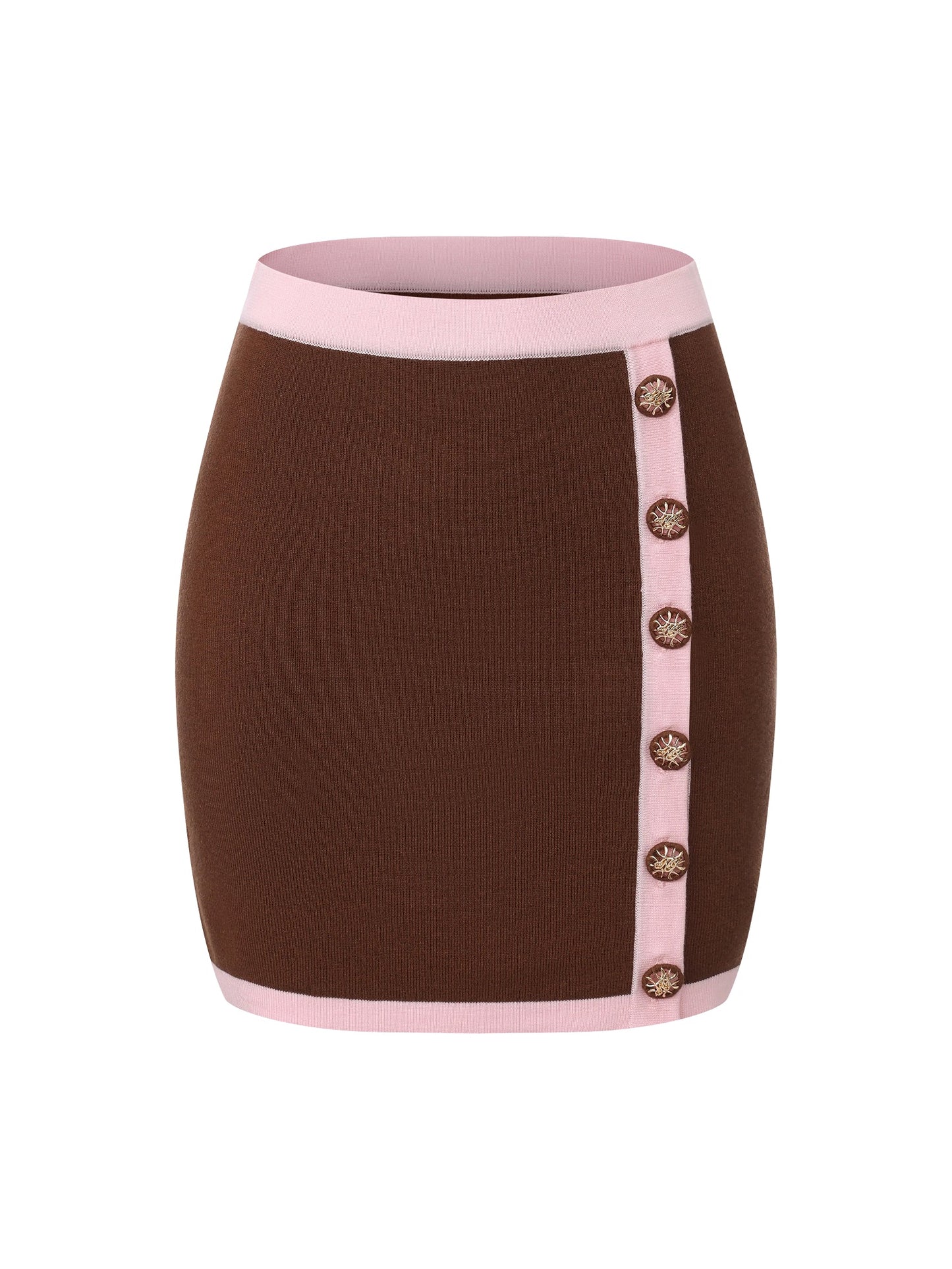 Lisette Contrast-Trim Brown Knit Three-Piece Set
