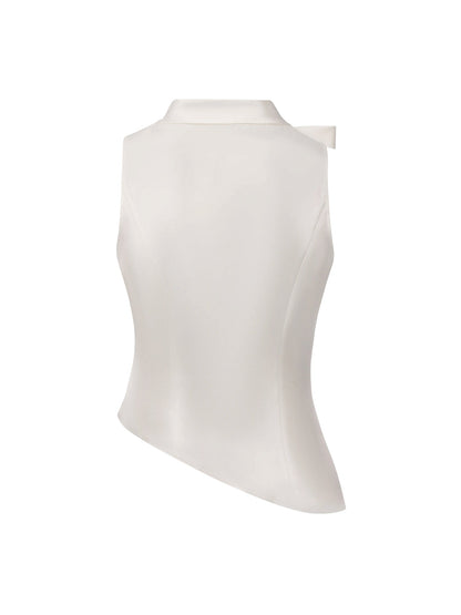Lily Satin Bow Detail White Top
