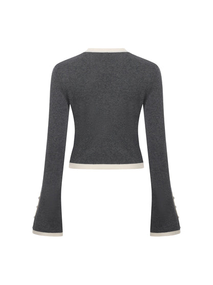 Lisette Contrast-Trim Grey Knit Three-Piece Set