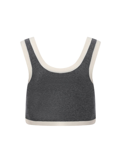 Lisette Contrast-Trim Grey Knit Three-Piece Set