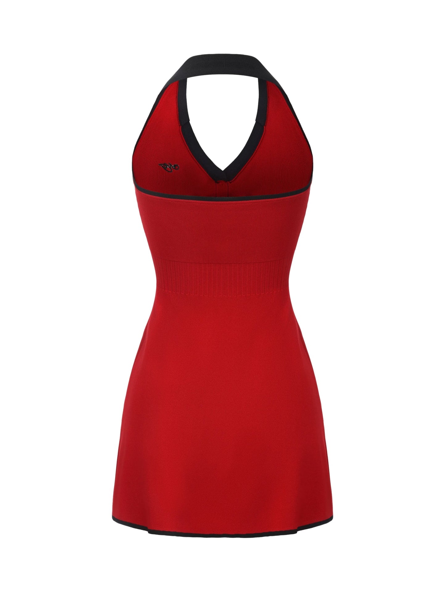 Elle Contrast Halter Red Knit Mini Dress