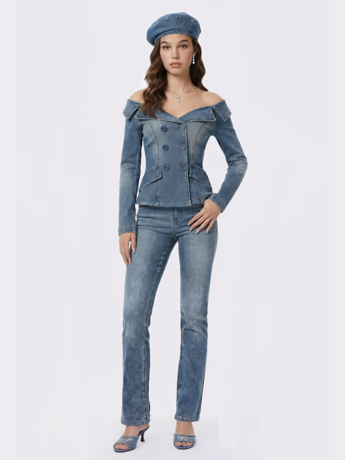 Monique Tailored Light Blue Denim Top