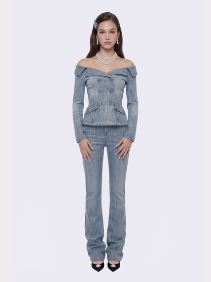 Monique Crystal Blue Denim Top