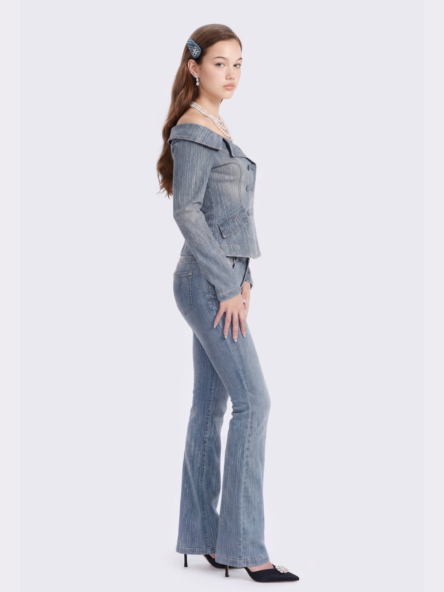 Monique Crystal Blue Denim Top