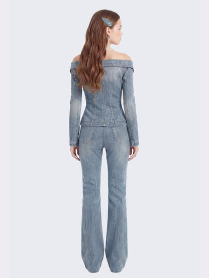 Monique Crystal Blue Denim Top