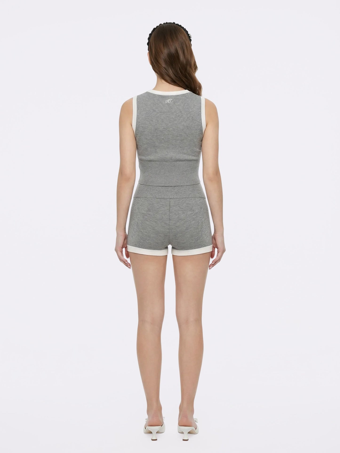 Millie Contrast-Trim Grey Knit Vest