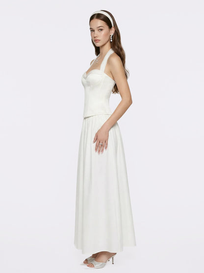 Edwina Satin Halter White Top