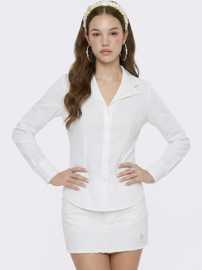 Georgina Tailored Long Sleeve White Button-Down Shirt