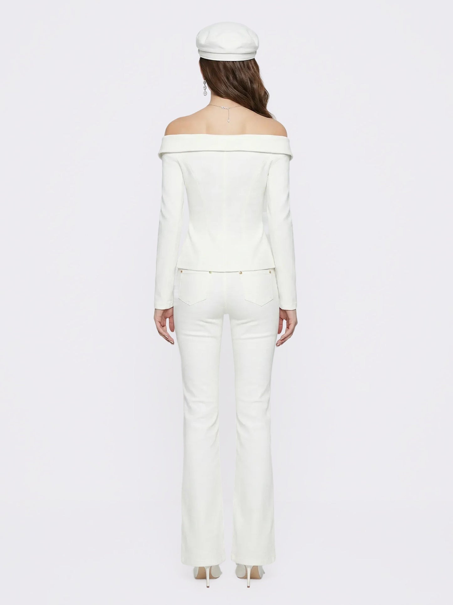 Monique Tailored White Denim Top