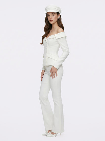 Bettina High-Waist White Denim Jeans