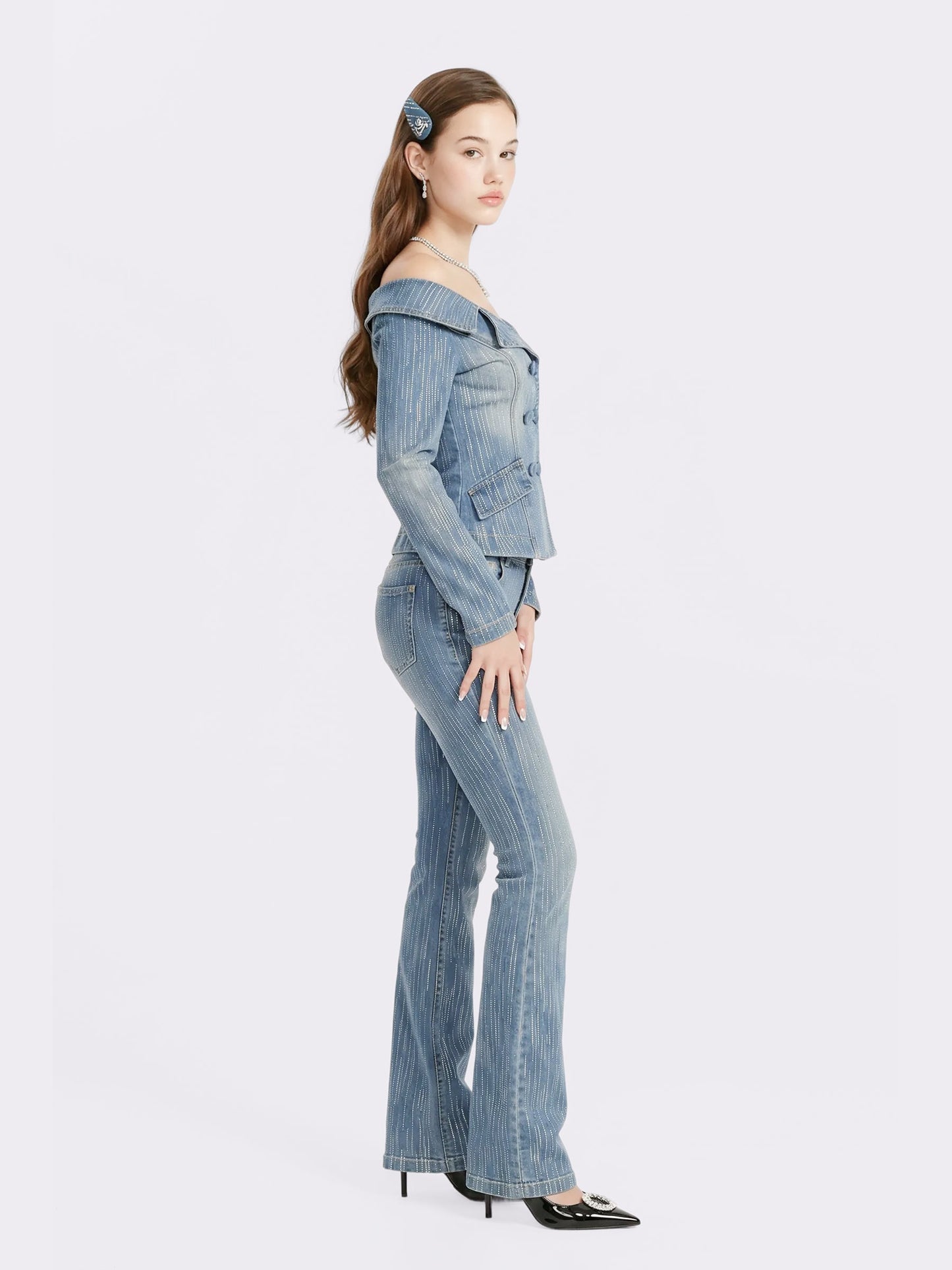 Gia High-Waist Crystal Jeans