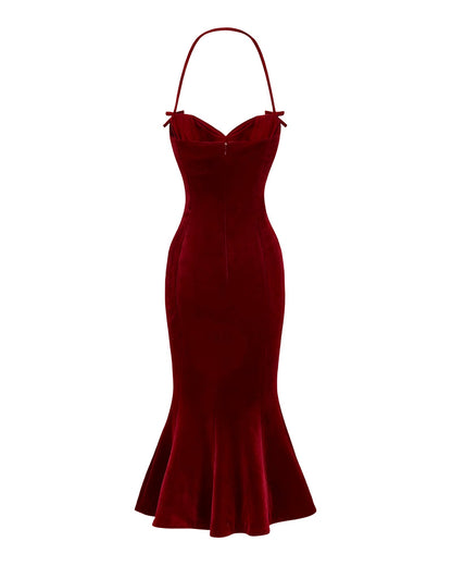 Althea Velvet Maxi Dress (Red)