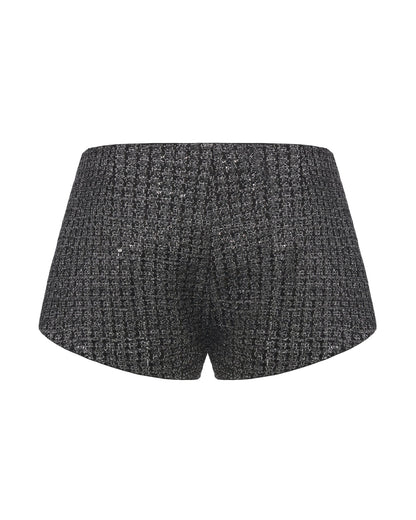 Annabella Textured Black & Silver Woven Shorts