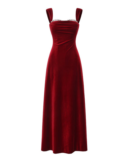 Belle Velvet Maxi Dress (Red)