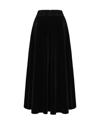 Blaire Velvet Maxi Skirt (Black)