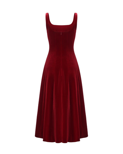Eleanora Velvet Maxi Dress (Red)