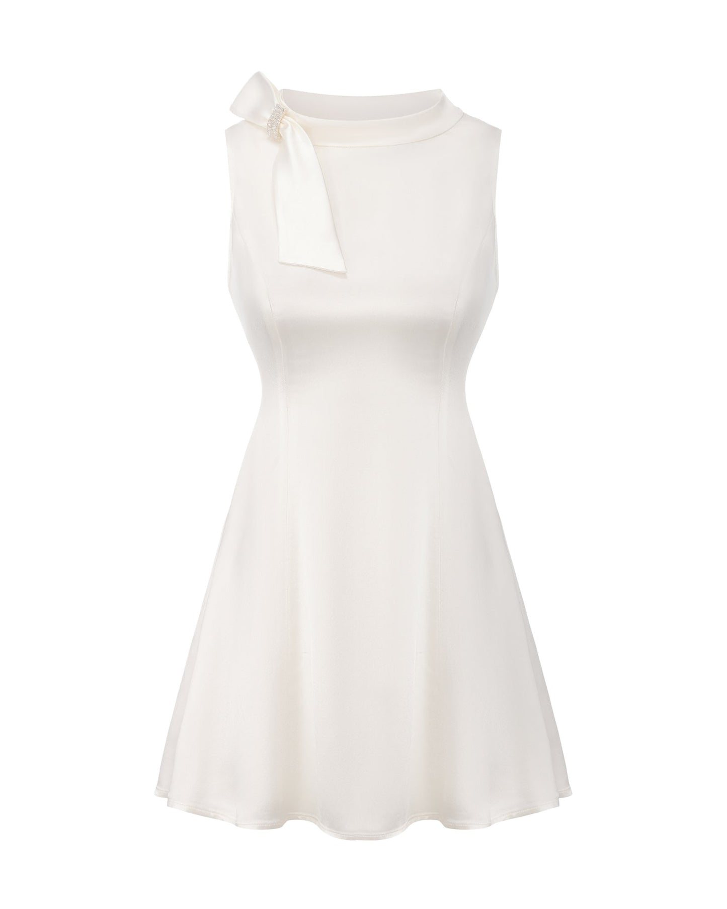 Lila Satin Mini Dress (White)