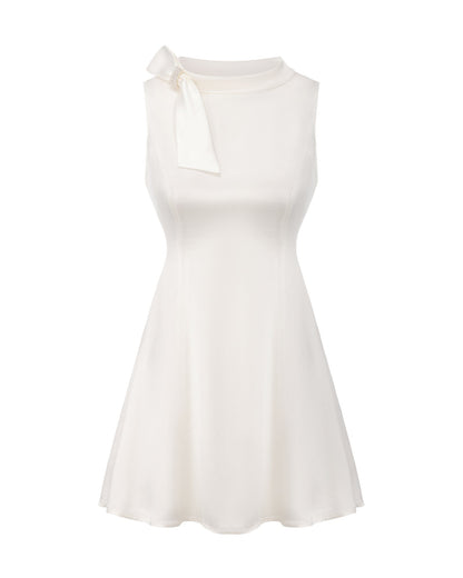Lila Satin Mini Dress (White)
