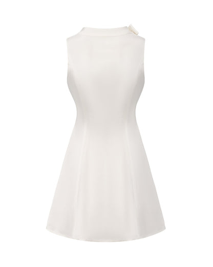 Lila Satin Mini Dress (White)
