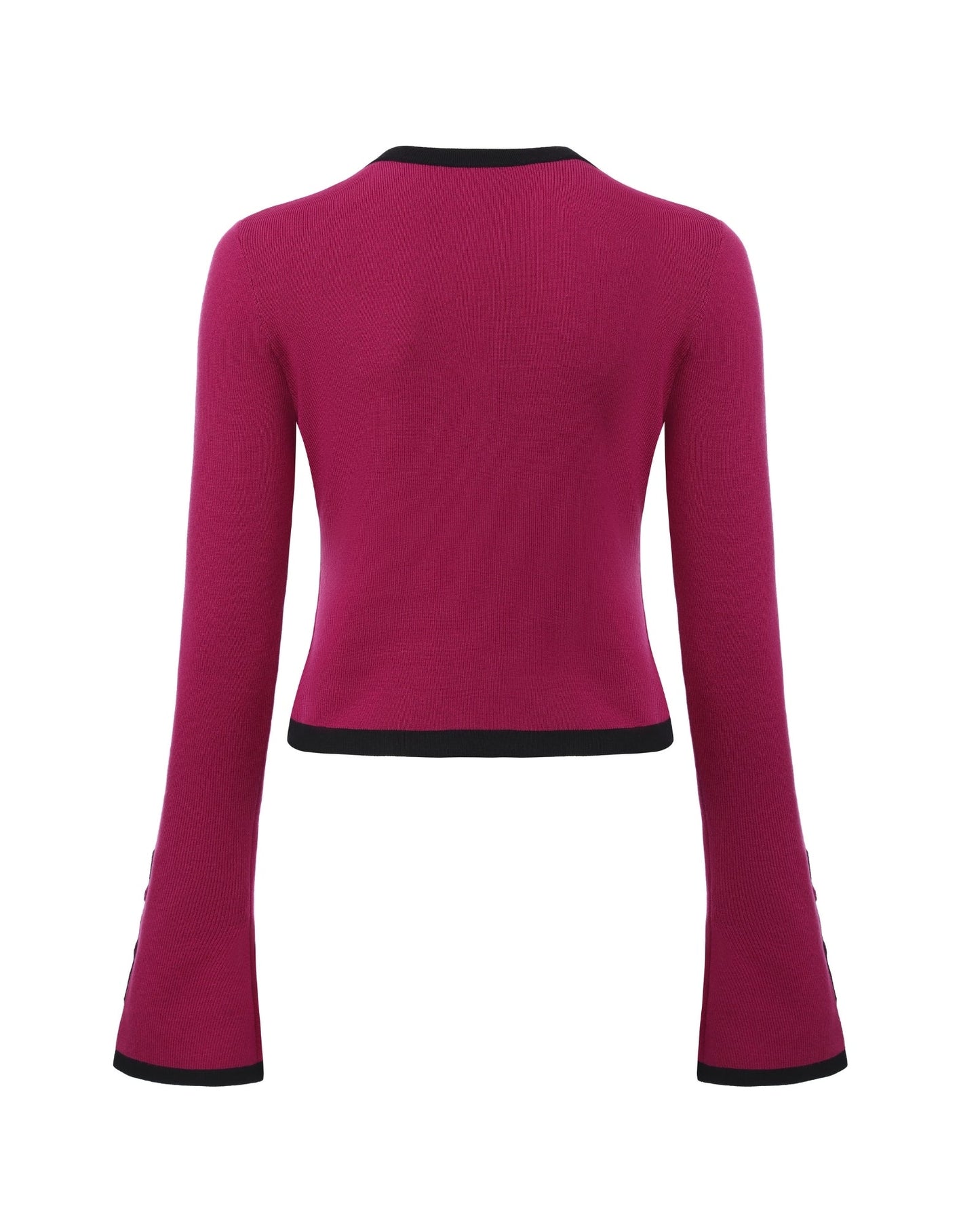 Lisette Contrast-Trim Magenta Knit Three-Piece Set