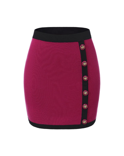 Lisette Contrast-Trim Magenta Knit Three-Piece Set