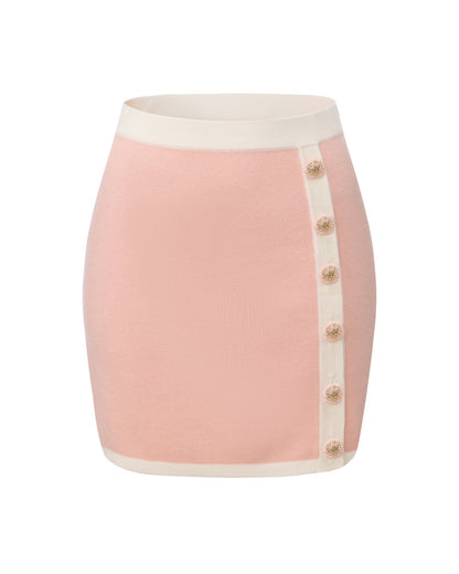 Lisette Contrast-Trim Pink Knit Three-Piece Set