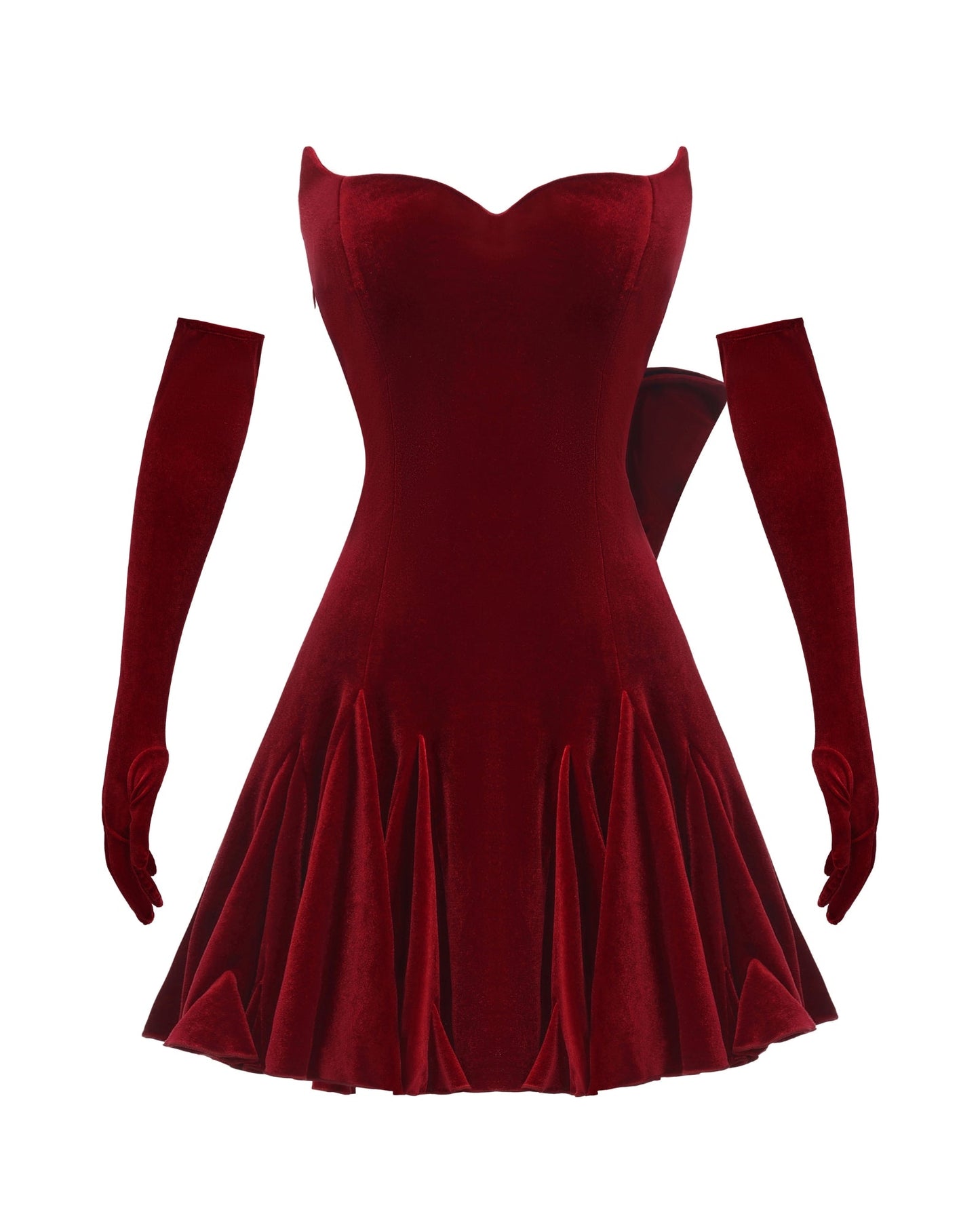 Madeleine Velvet Mini Dress (Red)