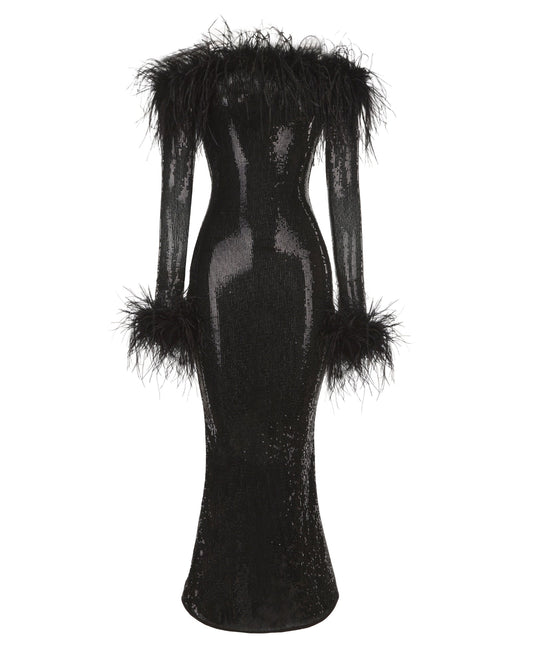 Neva Sequin Maxi Dress (Black)