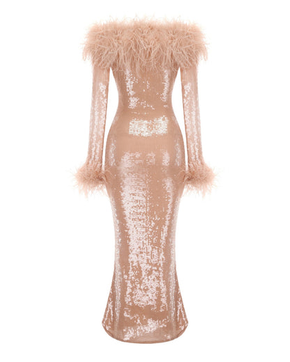 Neva Sequin Maxi Dress (Nude)