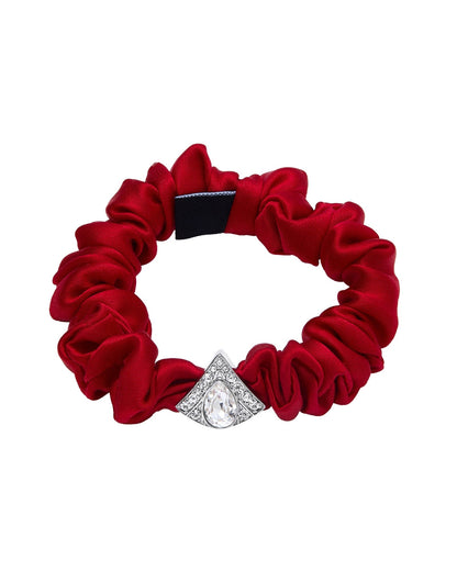 Helene Crystal-Detail Silk Noir Scrunchie Set