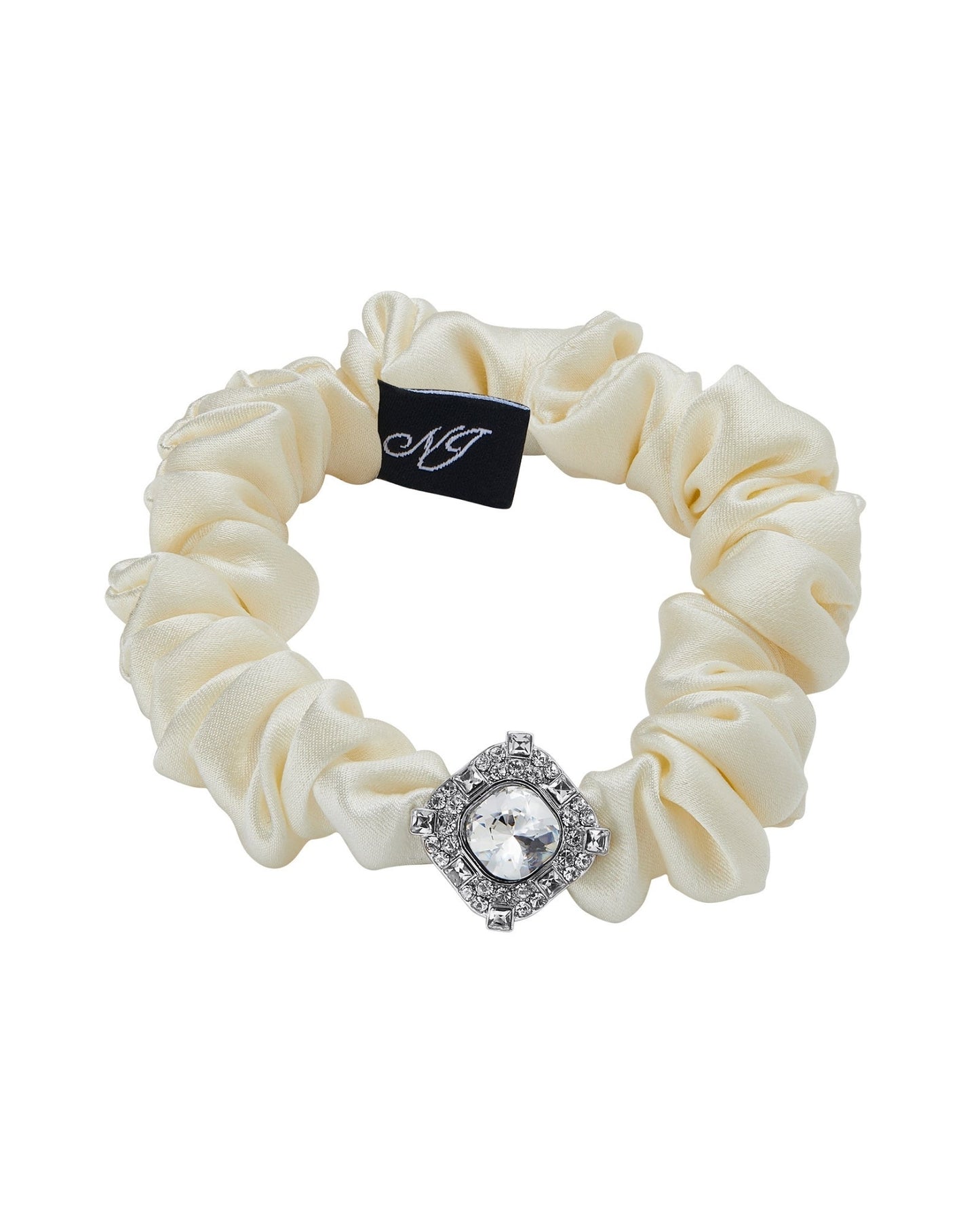 Helene Crystal-Detail Silk Noir Scrunchie Set