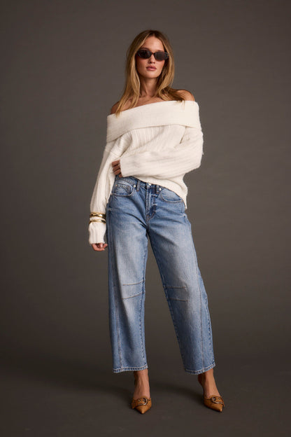 Pamela Ivory Off the Shoulder Sweater