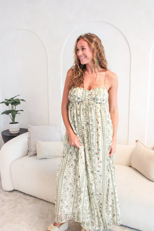 Garden Stripe Detail Maxi Dress