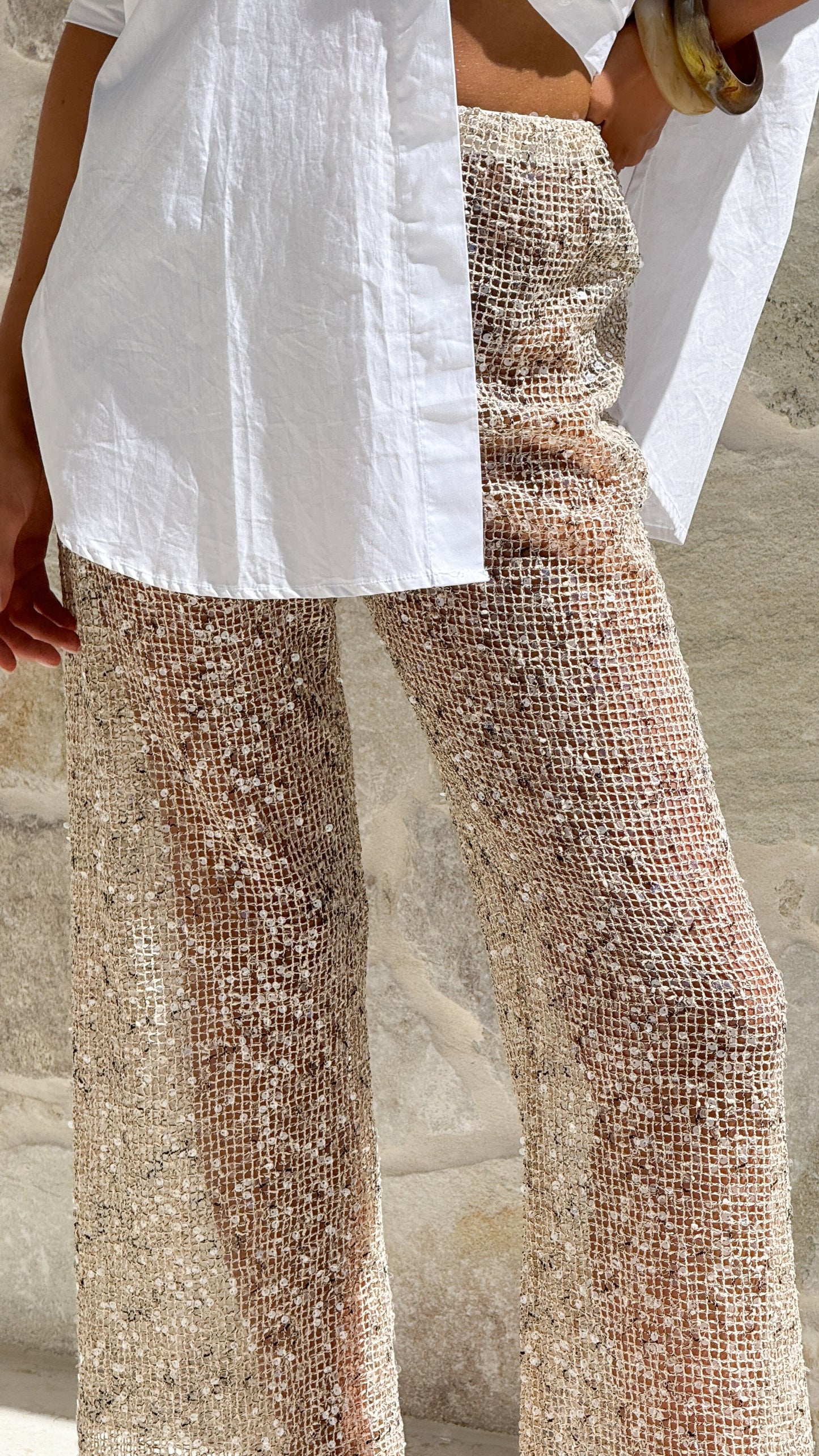 Zinnia Sequins Pant - Beige