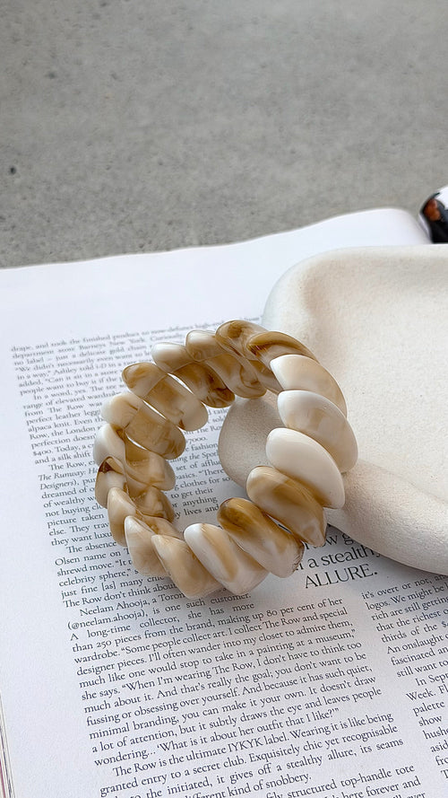Destiny Stretch Bracelet - Cream Marble