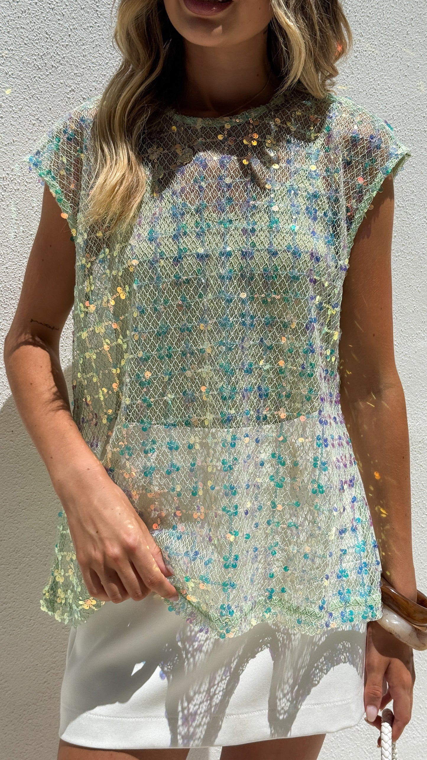 Mirin Sequin Top - Mint