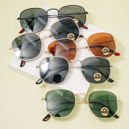 Aurora Polarized Metallic Frame Aviator Sunglasses