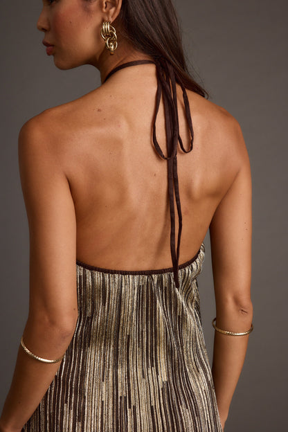 Prism Metallic Halter Maxi Dress