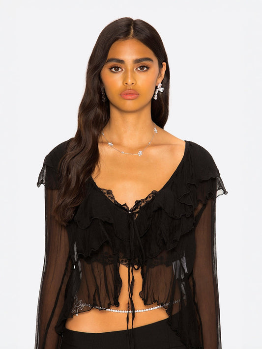 Gabriella Cardigan Top (Black)