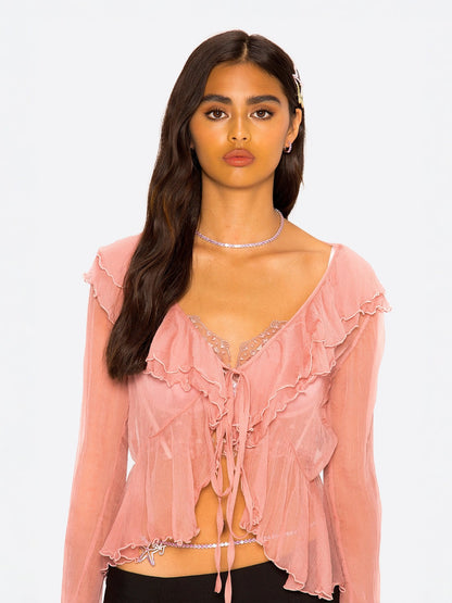 Gabriella Cardigan Top (Pink)